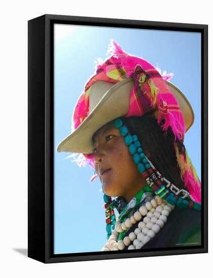 Tibetan Girl, Tibet, China-Keren Su-Framed Premier Image Canvas