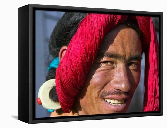 Tibetan Man, Tibet, China-Keren Su-Framed Premier Image Canvas