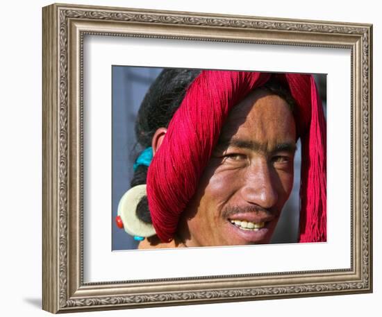 Tibetan Man, Tibet, China-Keren Su-Framed Photographic Print