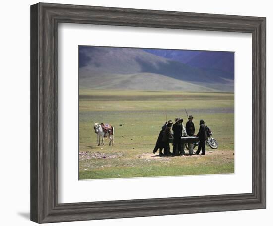 Tibetan Men Play Pool-null-Framed Photographic Print