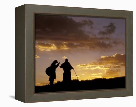 Tibetan Pilgrims on the High Plateau at Dusk, Tibet-Keren Su-Framed Premier Image Canvas