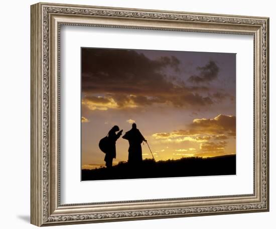 Tibetan Pilgrims on the High Plateau at Dusk, Tibet-Keren Su-Framed Photographic Print