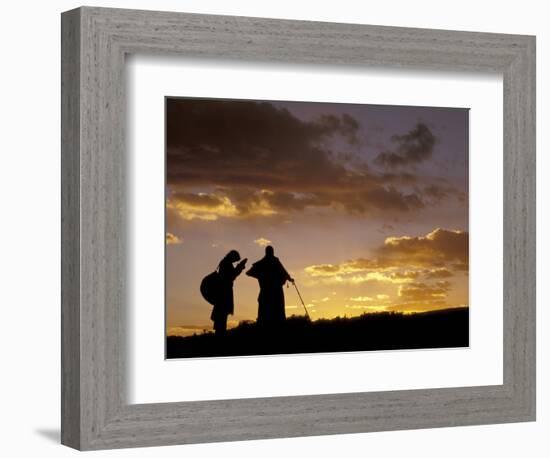 Tibetan Pilgrims on the High Plateau at Dusk, Tibet-Keren Su-Framed Photographic Print