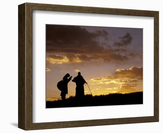 Tibetan Pilgrims on the High Plateau at Dusk, Tibet-Keren Su-Framed Photographic Print