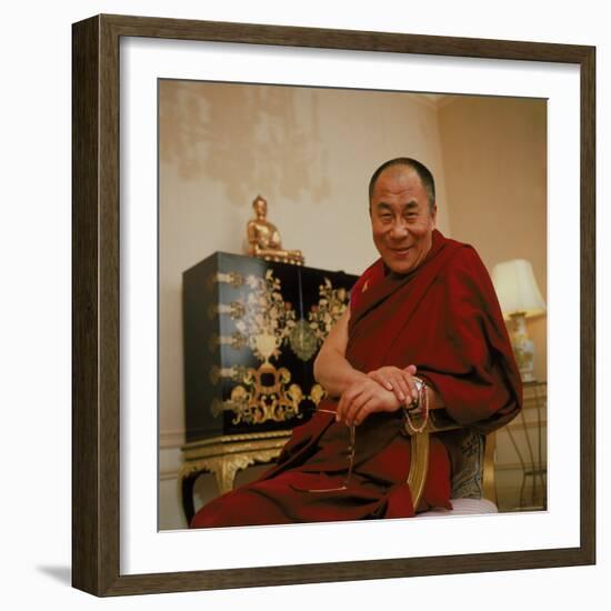 Tibetan Spiritual Leader in Exile Dalai Lama in Smiling Portrait-Ted Thai-Framed Premium Photographic Print