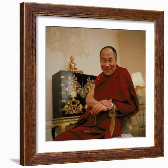 Tibetan Spiritual Leader in Exile Dalai Lama in Smiling Portrait-Ted Thai-Framed Premium Photographic Print