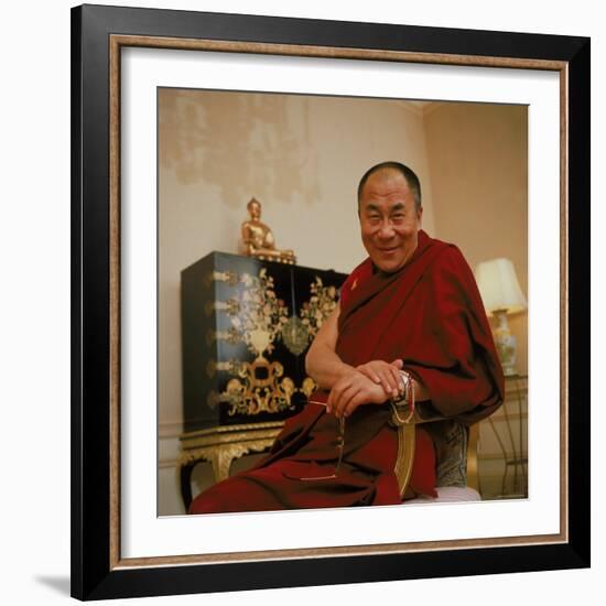 Tibetan Spiritual Leader in Exile Dalai Lama in Smiling Portrait-Ted Thai-Framed Premium Photographic Print