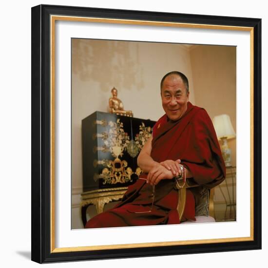 Tibetan Spiritual Leader in Exile Dalai Lama in Smiling Portrait-Ted Thai-Framed Premium Photographic Print