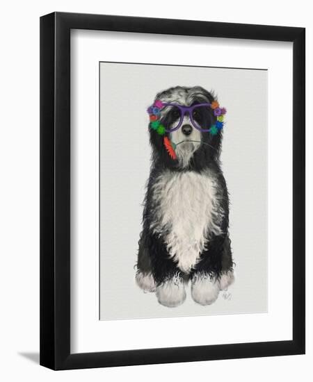 Tibetan Terrier Flower Glasses-Fab Funky-Framed Art Print