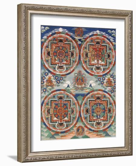 Tibetan Thangka with Four Mandalas-null-Framed Giclee Print