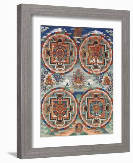 Tibetan Thangka with Four Mandalas-null-Framed Giclee Print