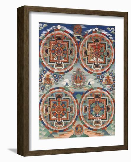 Tibetan Thangka with Four Mandalas-null-Framed Giclee Print