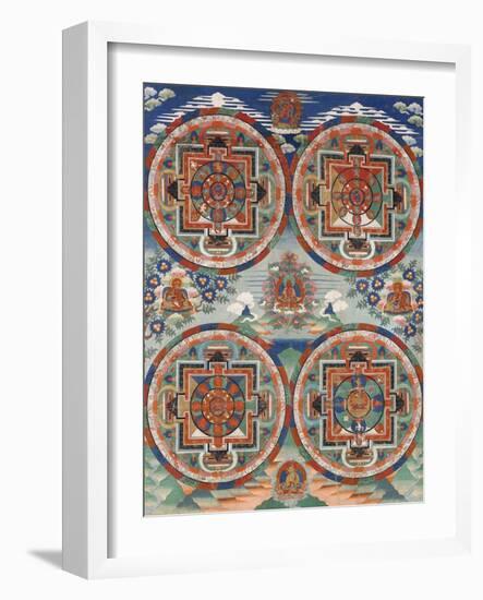 Tibetan Thangka with Four Mandalas-null-Framed Giclee Print