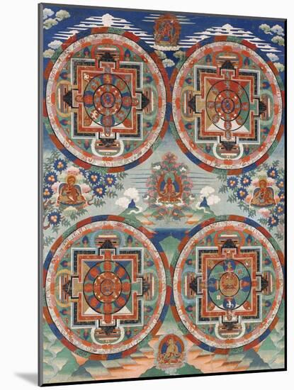 Tibetan Thangka with Four Mandalas-null-Mounted Giclee Print