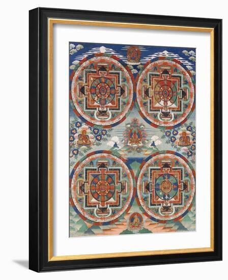 Tibetan Thangka with Four Mandalas-null-Framed Giclee Print