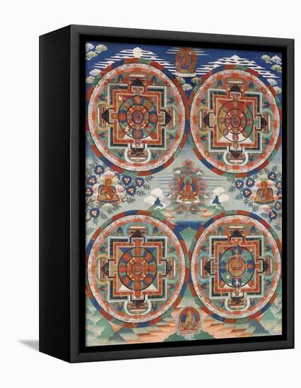 Tibetan Thangka with Four Mandalas-null-Framed Premier Image Canvas