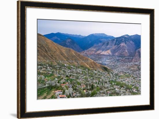 Tibetan village houses and farmland, Jinchuan, Sichuan Province, China-Keren Su-Framed Premium Photographic Print