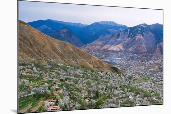 Tibetan village houses and farmland, Jinchuan, Sichuan Province, China-Keren Su-Mounted Premium Photographic Print