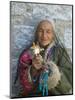 Tibetan Woman Holding Praying Wheel in Sakya Monastery, Tibet, China-Keren Su-Mounted Photographic Print