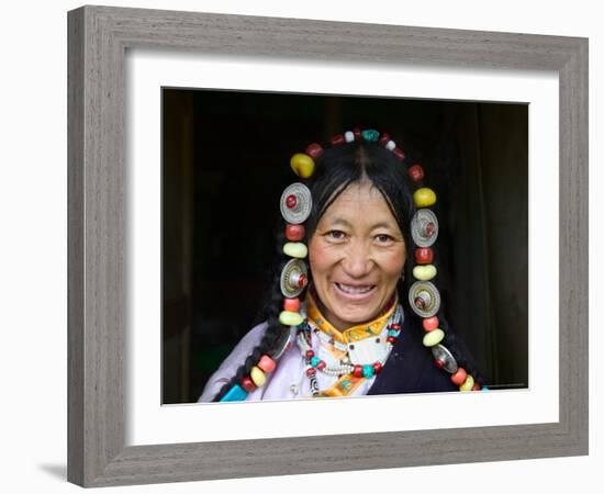 Tibetan Woman, Tibet, China-Keren Su-Framed Photographic Print