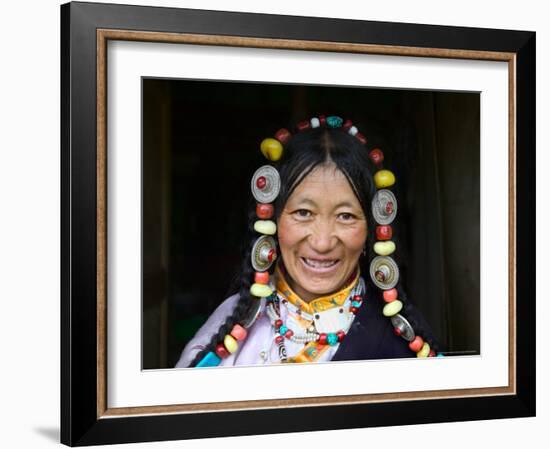 Tibetan Woman, Tibet, China-Keren Su-Framed Photographic Print