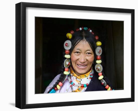 Tibetan Woman, Tibet, China-Keren Su-Framed Photographic Print