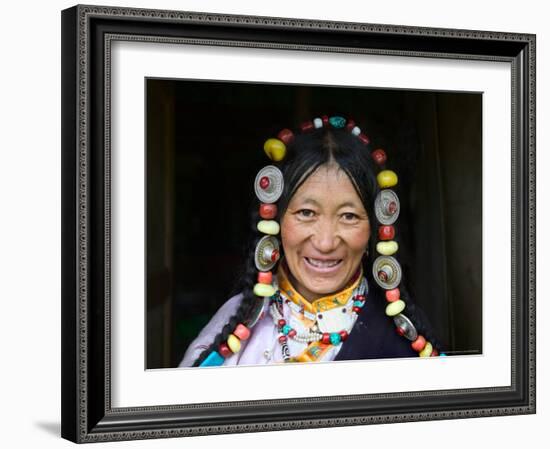 Tibetan Woman, Tibet, China-Keren Su-Framed Photographic Print