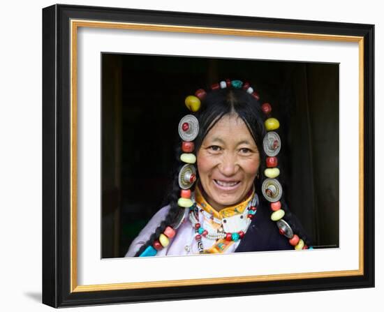 Tibetan Woman, Tibet, China-Keren Su-Framed Photographic Print