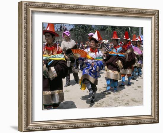 Tibetans Dressed for Religious Shaman's Ceremony, Tongren, Qinghai Province, China-Occidor Ltd-Framed Photographic Print