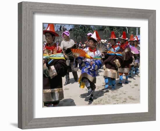 Tibetans Dressed for Religious Shaman's Ceremony, Tongren, Qinghai Province, China-Occidor Ltd-Framed Photographic Print