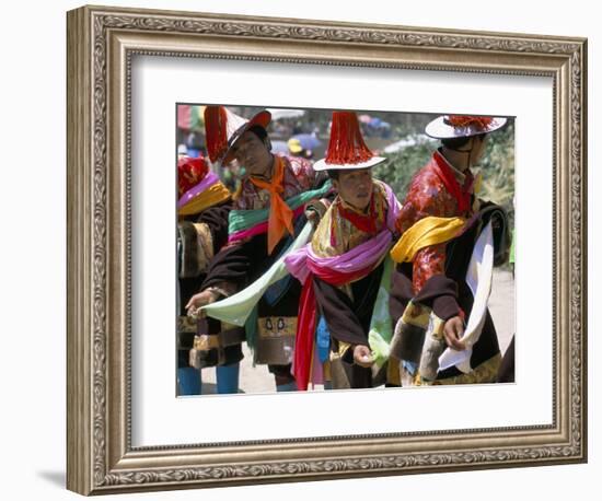 Tibetans Dressed for Religious Shaman's Ceremony, Tongren, Qinghai Province, China-Occidor Ltd-Framed Photographic Print