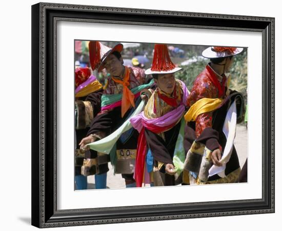 Tibetans Dressed for Religious Shaman's Ceremony, Tongren, Qinghai Province, China-Occidor Ltd-Framed Photographic Print