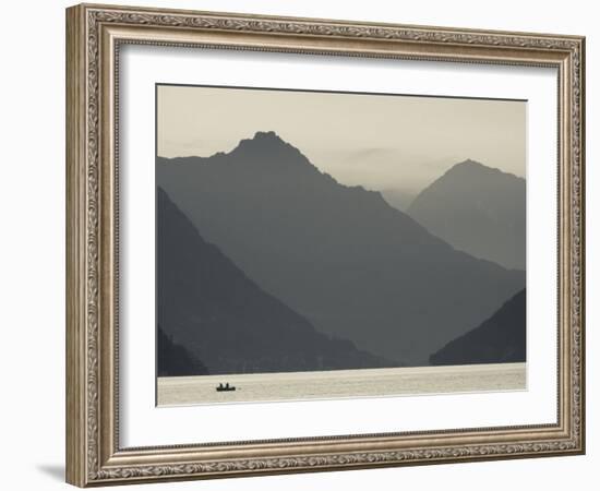 Ticino, Lake Lugano, Lugano, Dawn View of the Alps, Switzerland-Walter Bibikow-Framed Photographic Print