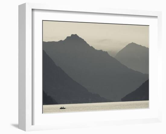 Ticino, Lake Lugano, Lugano, Dawn View of the Alps, Switzerland-Walter Bibikow-Framed Photographic Print