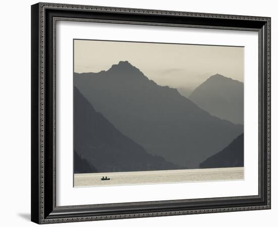 Ticino, Lake Lugano, Lugano, Dawn View of the Alps, Switzerland-Walter Bibikow-Framed Photographic Print