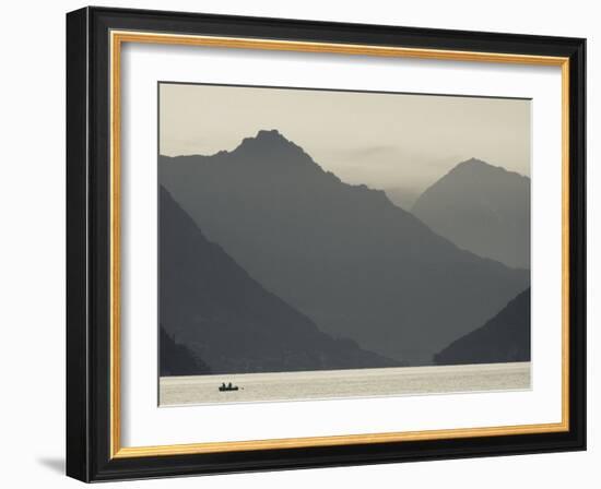 Ticino, Lake Lugano, Lugano, Dawn View of the Alps, Switzerland-Walter Bibikow-Framed Photographic Print