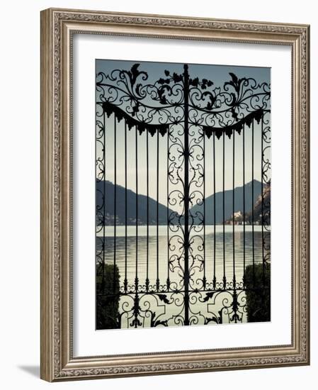 Ticino, Lake Lugano, Lugano, Parco Civico Gate Lake View, Switzerland-Walter Bibikow-Framed Photographic Print