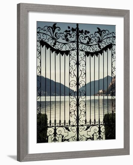 Ticino, Lake Lugano, Lugano, Parco Civico Gate Lake View, Switzerland-Walter Bibikow-Framed Photographic Print