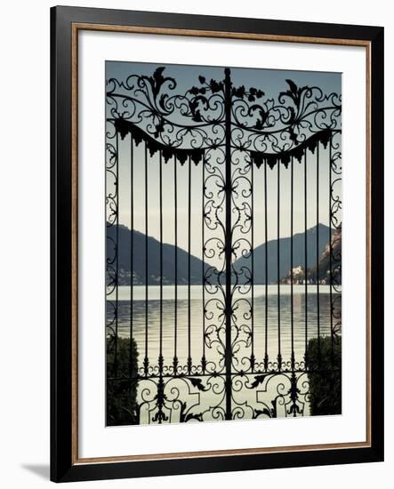 Ticino, Lake Lugano, Lugano, Parco Civico Gate Lake View, Switzerland-Walter Bibikow-Framed Photographic Print
