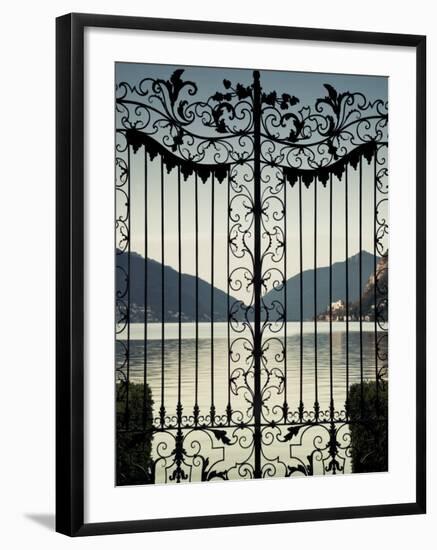 Ticino, Lake Lugano, Lugano, Parco Civico Gate Lake View, Switzerland-Walter Bibikow-Framed Photographic Print