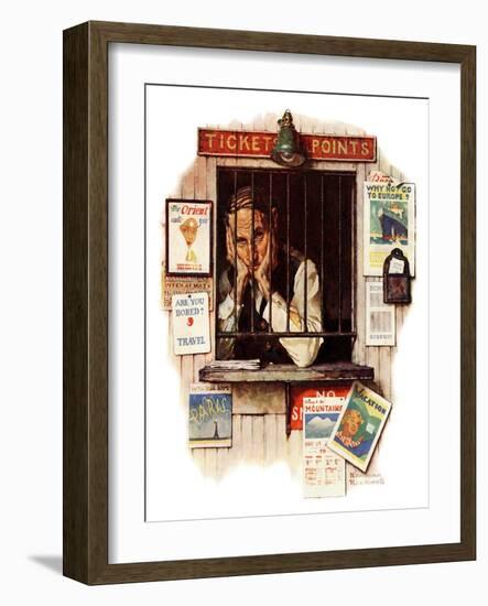 "Ticket Agent", April 24,1937-Norman Rockwell-Framed Giclee Print