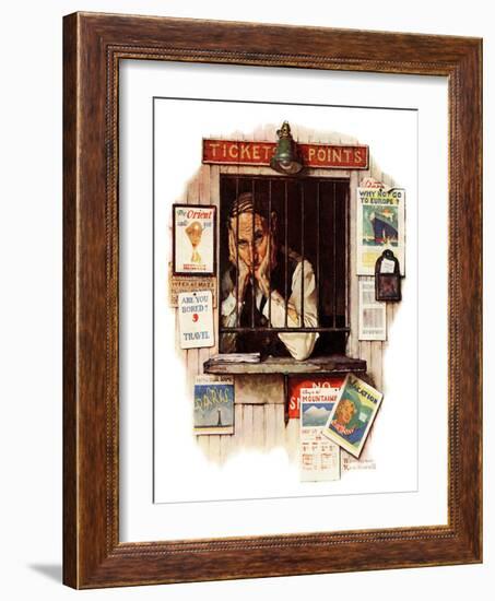 "Ticket Agent", April 24,1937-Norman Rockwell-Framed Giclee Print