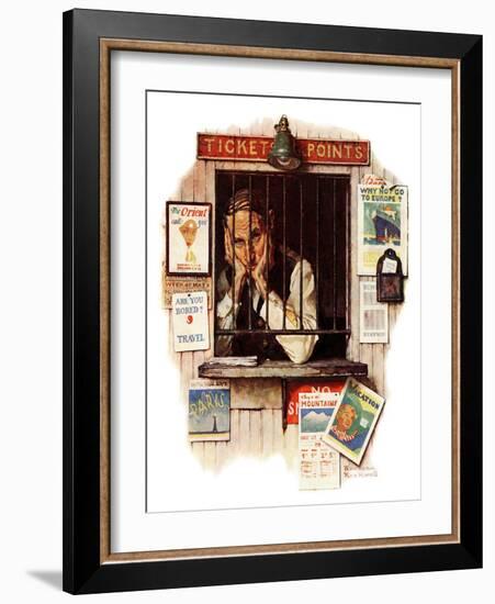 "Ticket Agent", April 24,1937-Norman Rockwell-Framed Giclee Print