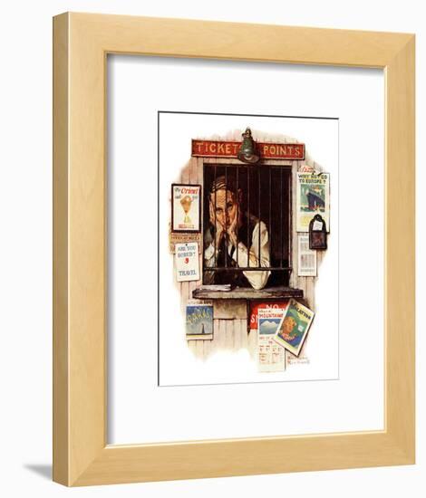 "Ticket Agent", April 24,1937-Norman Rockwell-Framed Giclee Print