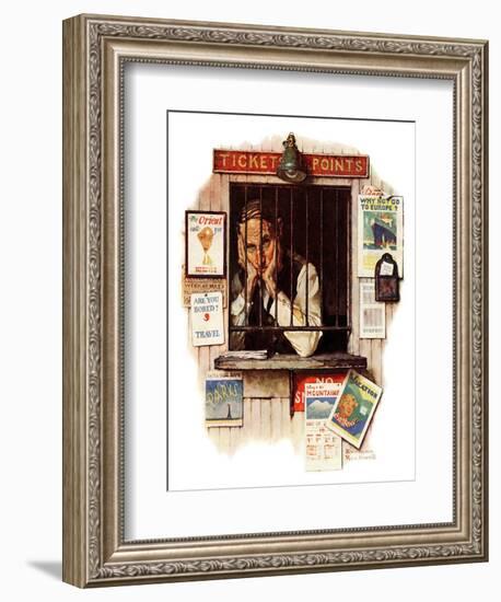 "Ticket Agent", April 24,1937-Norman Rockwell-Framed Giclee Print