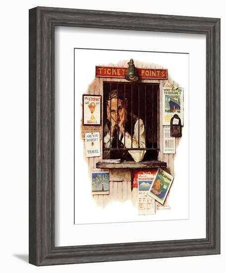 "Ticket Agent", April 24,1937-Norman Rockwell-Framed Giclee Print