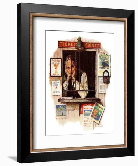 "Ticket Agent", April 24,1937-Norman Rockwell-Framed Giclee Print