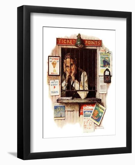 "Ticket Agent", April 24,1937-Norman Rockwell-Framed Giclee Print