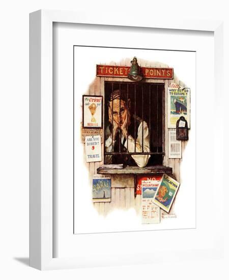 "Ticket Agent", April 24,1937-Norman Rockwell-Framed Giclee Print