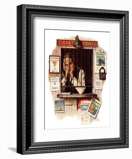 "Ticket Agent", April 24,1937-Norman Rockwell-Framed Giclee Print